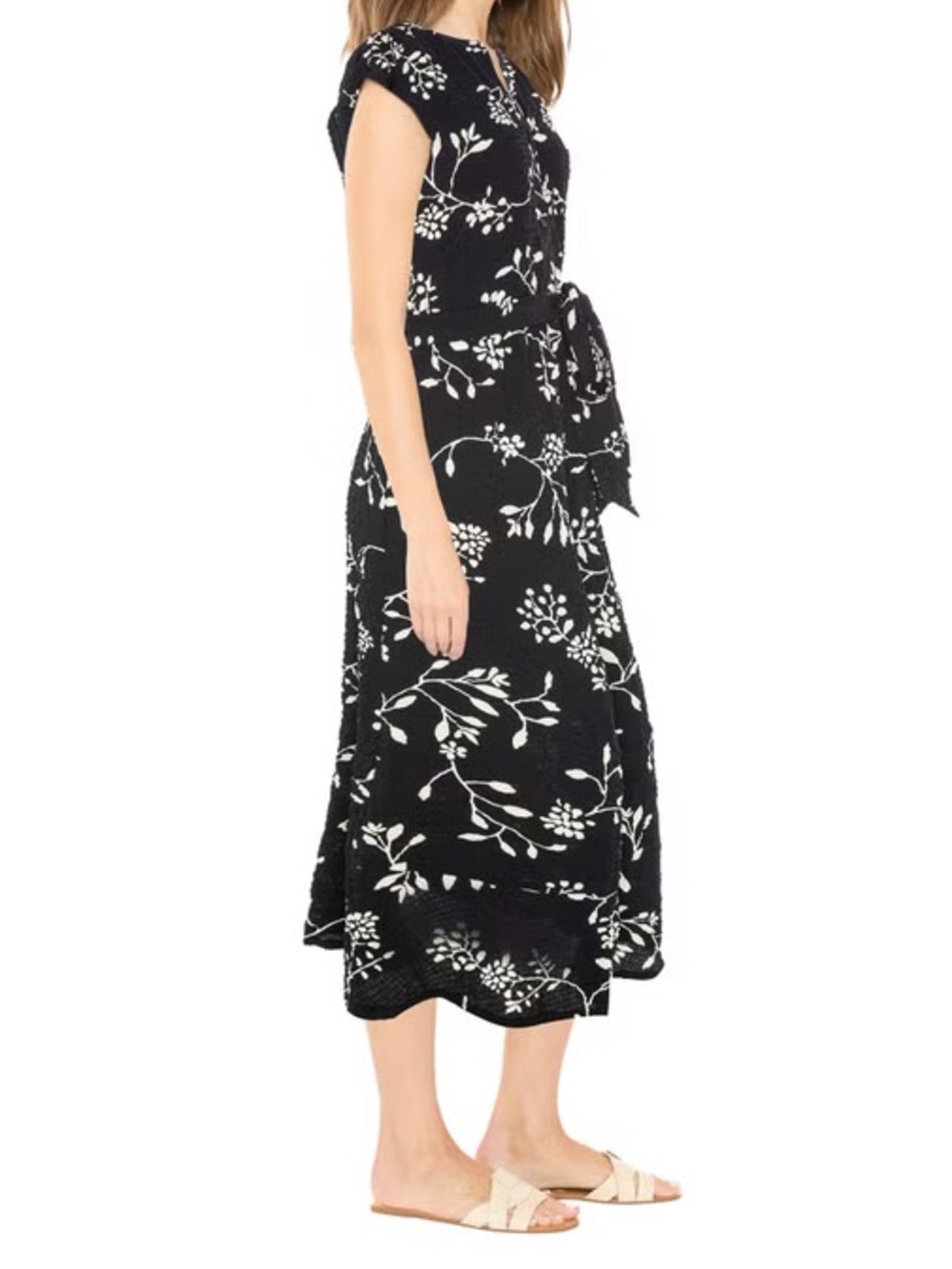 B Collection by Bobeau Women's Black Floral Midi Dress, Small & Medium - NWT